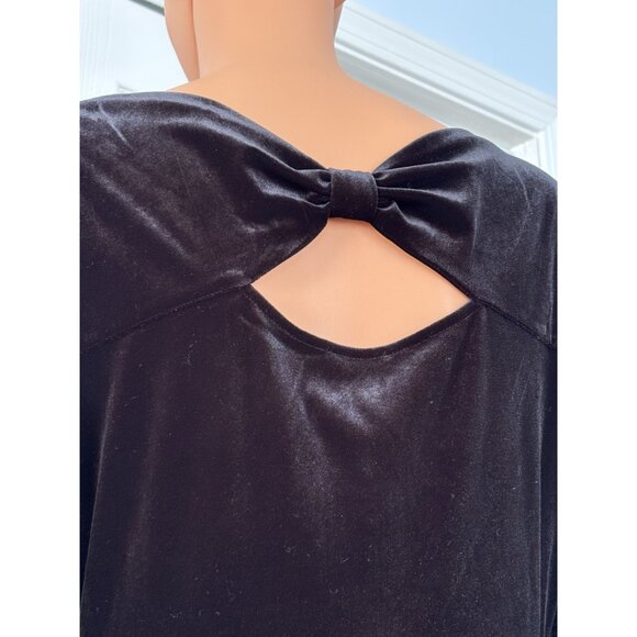 Talbots Black Velour/Velvet Dress 3/4 Length Sleeves Mid Calf Length Size 6 NWT~ - Picture 8 of 15